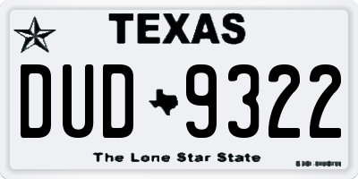 TX license plate DUD9322