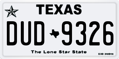 TX license plate DUD9326