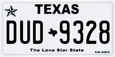 TX license plate DUD9328