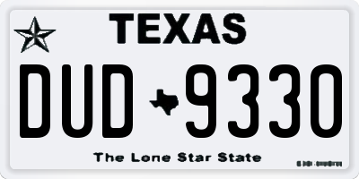 TX license plate DUD9330