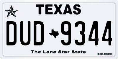 TX license plate DUD9344