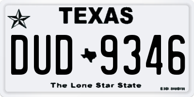 TX license plate DUD9346