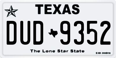 TX license plate DUD9352