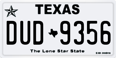 TX license plate DUD9356