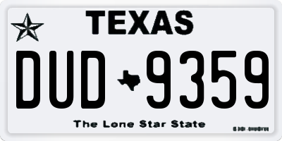 TX license plate DUD9359