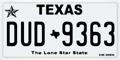 TX license plate DUD9363