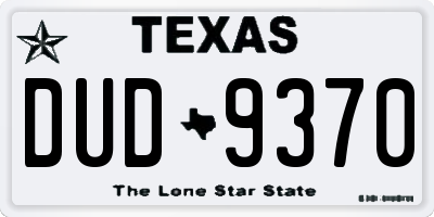 TX license plate DUD9370