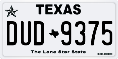 TX license plate DUD9375