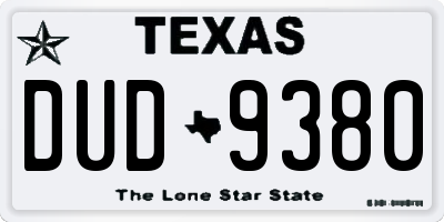 TX license plate DUD9380