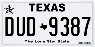 TX license plate DUD9387