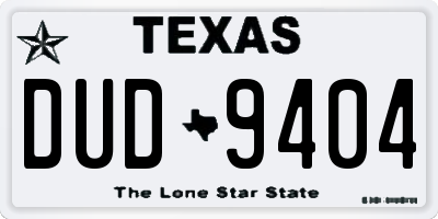 TX license plate DUD9404