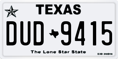 TX license plate DUD9415