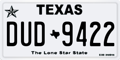 TX license plate DUD9422