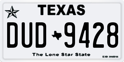 TX license plate DUD9428