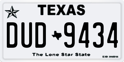 TX license plate DUD9434