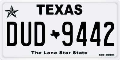 TX license plate DUD9442