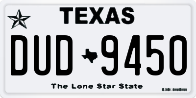 TX license plate DUD9450