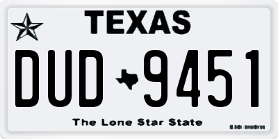 TX license plate DUD9451
