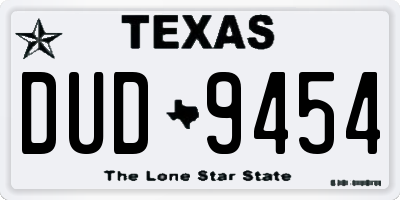 TX license plate DUD9454