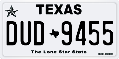 TX license plate DUD9455