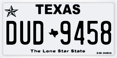 TX license plate DUD9458