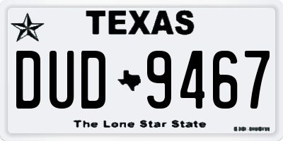 TX license plate DUD9467