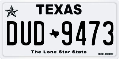 TX license plate DUD9473