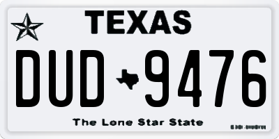 TX license plate DUD9476