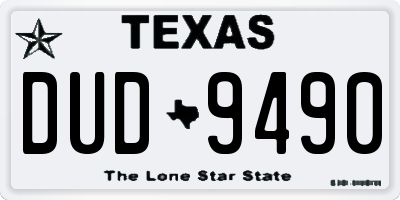 TX license plate DUD9490
