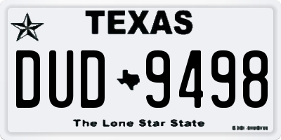 TX license plate DUD9498
