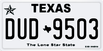 TX license plate DUD9503