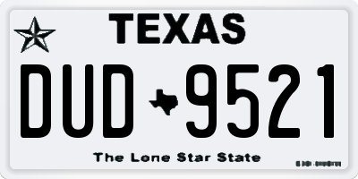 TX license plate DUD9521