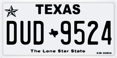 TX license plate DUD9524
