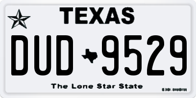 TX license plate DUD9529