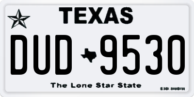 TX license plate DUD9530