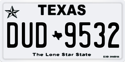 TX license plate DUD9532