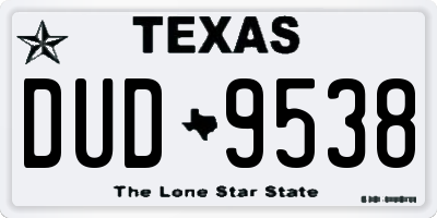 TX license plate DUD9538