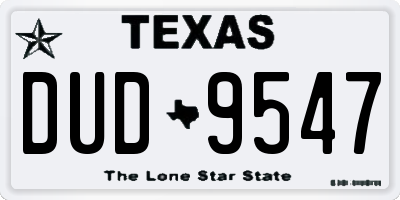 TX license plate DUD9547