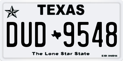 TX license plate DUD9548