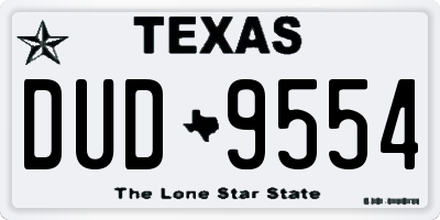 TX license plate DUD9554