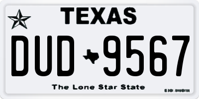 TX license plate DUD9567