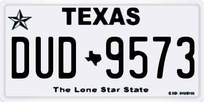 TX license plate DUD9573