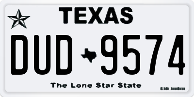 TX license plate DUD9574