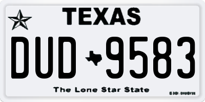 TX license plate DUD9583