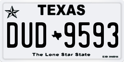 TX license plate DUD9593