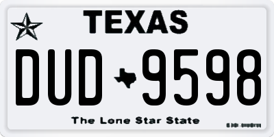 TX license plate DUD9598