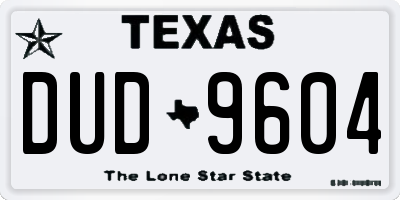 TX license plate DUD9604