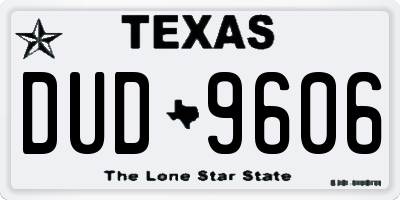 TX license plate DUD9606