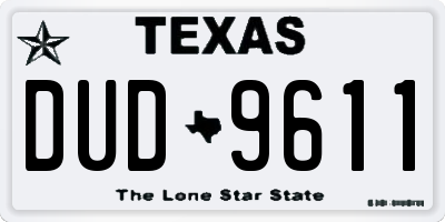 TX license plate DUD9611