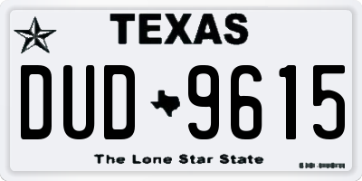 TX license plate DUD9615